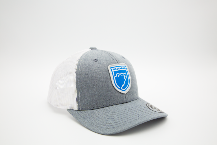 A grey ballcap with white mesh features the Big Bear Lake brand logo.