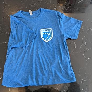 Blue t-shirt with Big Bear Lake brand logo.