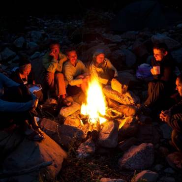 Group around a camp fire