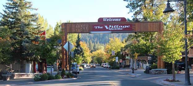 View of The Village from Pine Knot Ave and Big Bear Boulevard